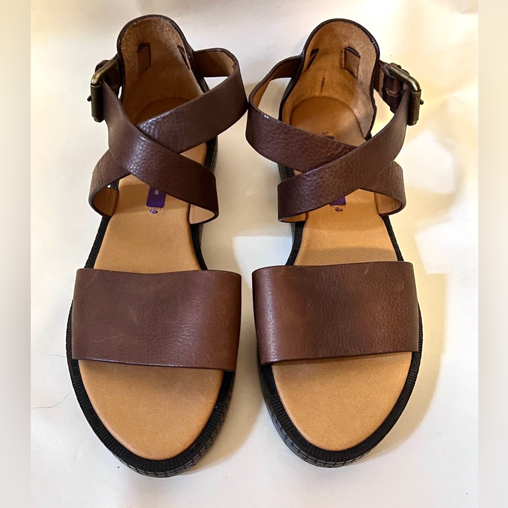 Ralph Lauren Collection Brown Leather Sandals Size 37